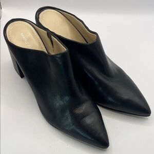 Marc Fisher Black Leather Mules